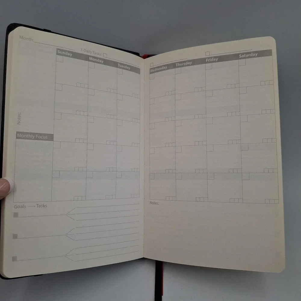 NOMATIC Planner Black Faux Leather Journal Undated Weekly Monthly Goal Organizer
